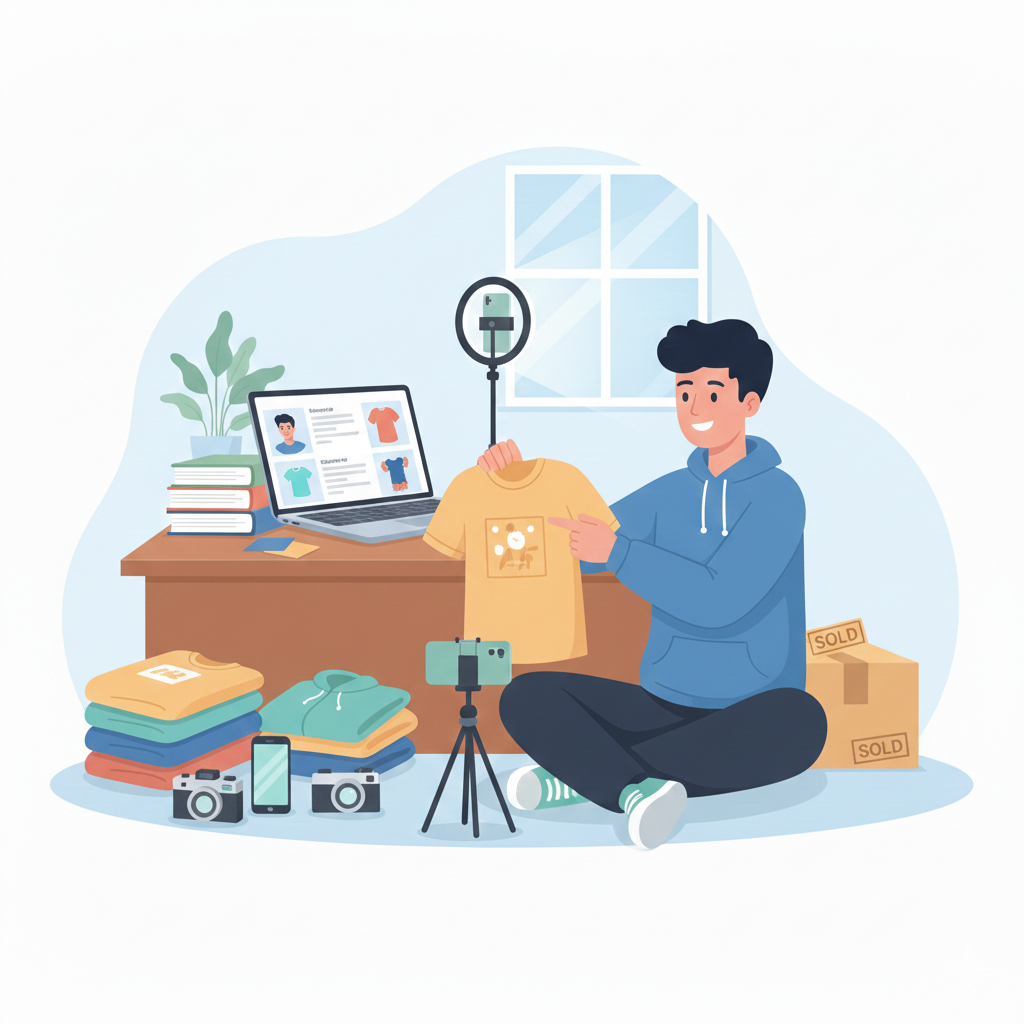 Student reselling thrift items online as a low capital business idea