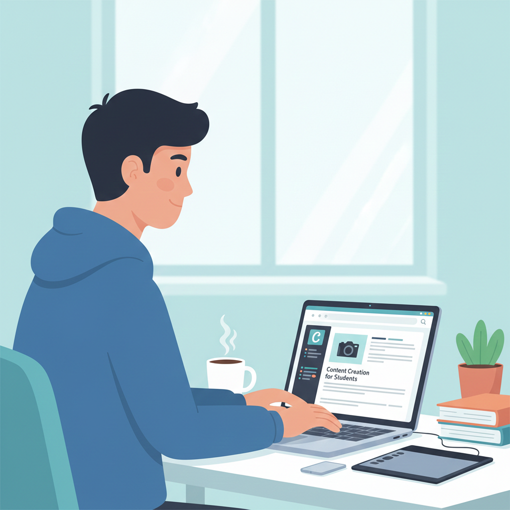 Student blogging and building an online business using a laptop