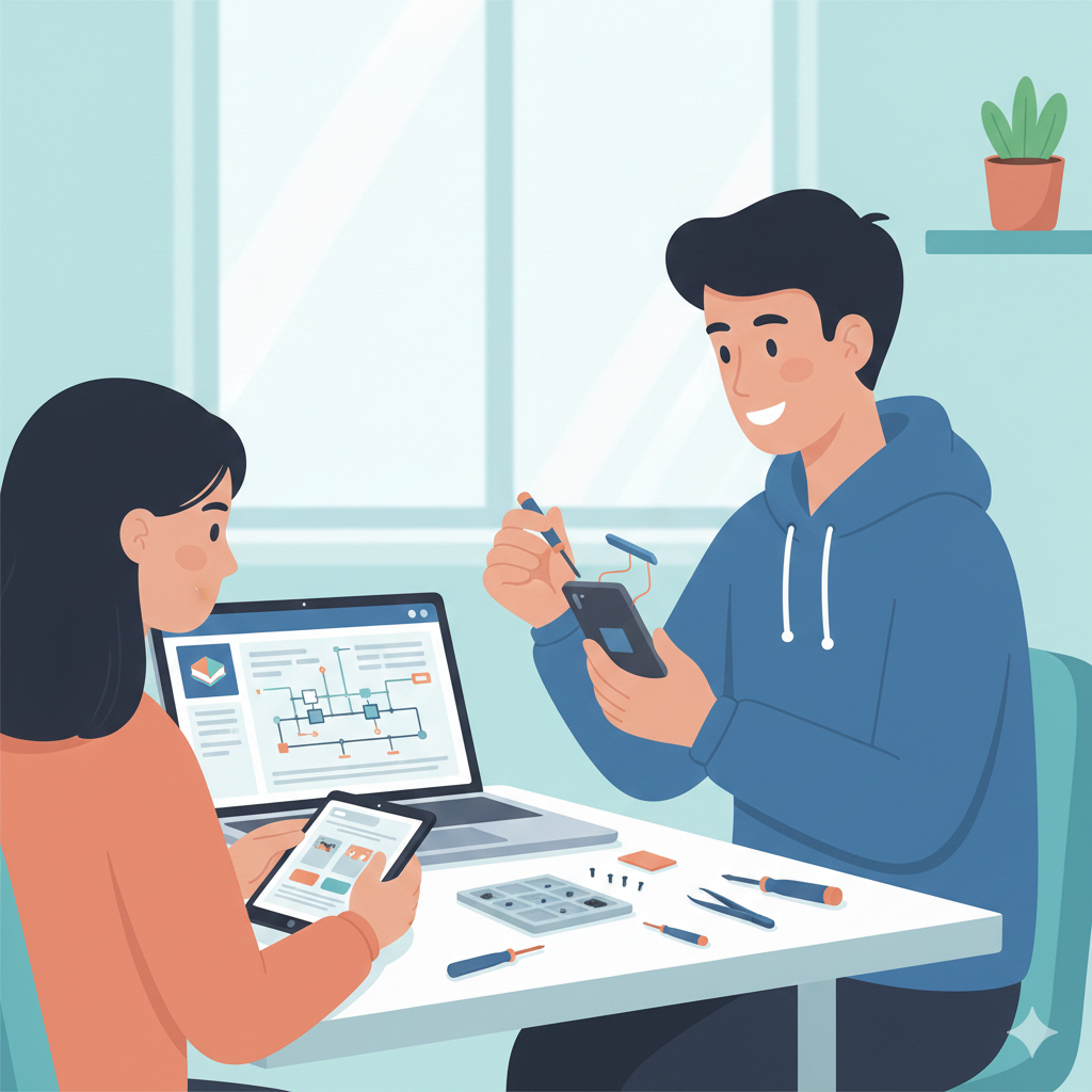 Student offering phone repair and tech support services