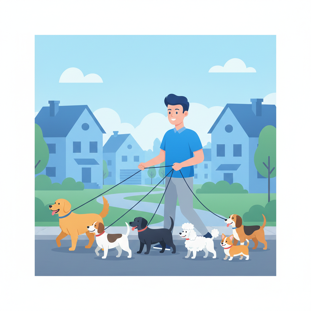 Pet sitter walking dogs as a local low capital business opportunity