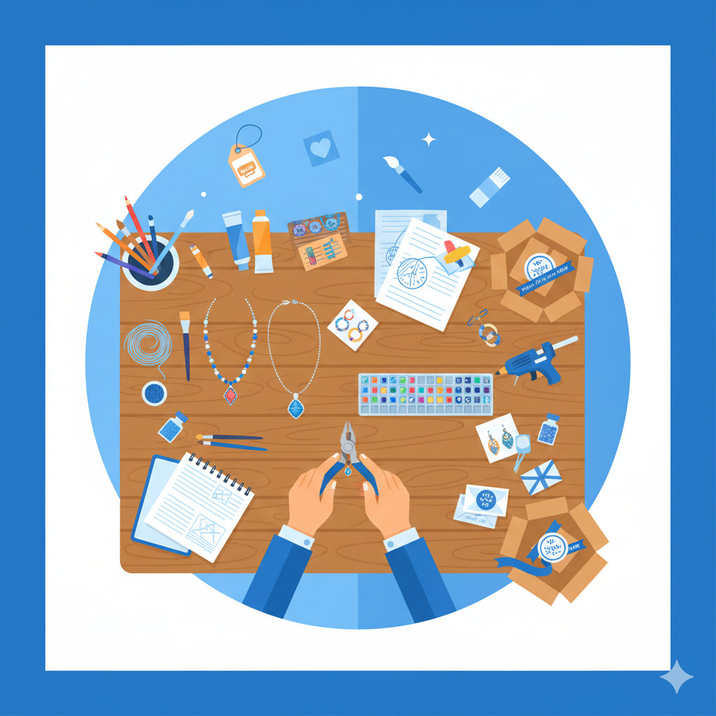 Handmade products and crafts prepared for sale as a low-cost small business