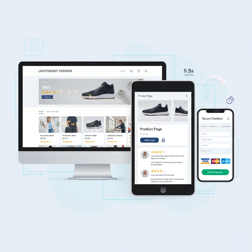 ecommerce business tips for building a user-friendly website with mobile optimization, fast loading pages, and secure checkout