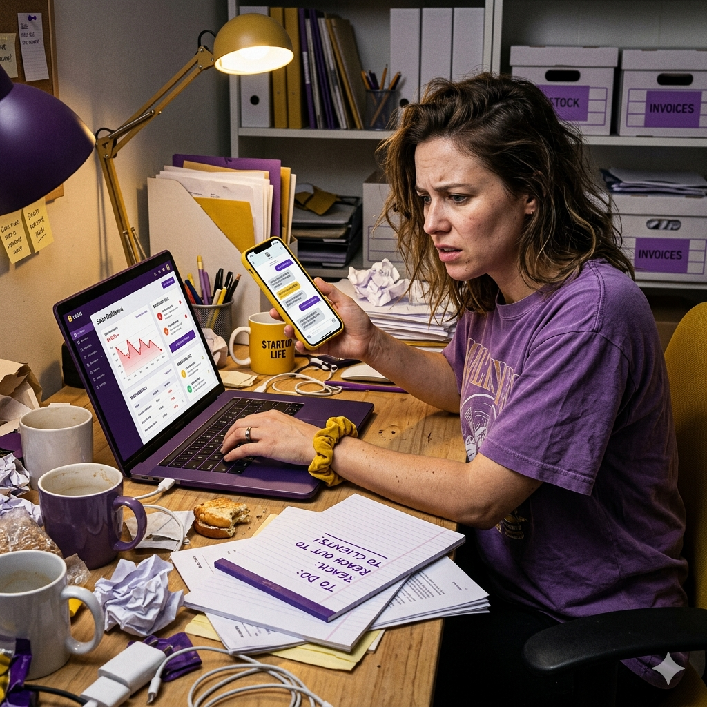 SALES SYSTEM FOR A SMALL BUSINESS: STOP CHASING LEADS & BUILD A PREDICTABLE MACHINE IN 2026 Small business owner frustrated with inconsistent sales and constantly chasing leads."