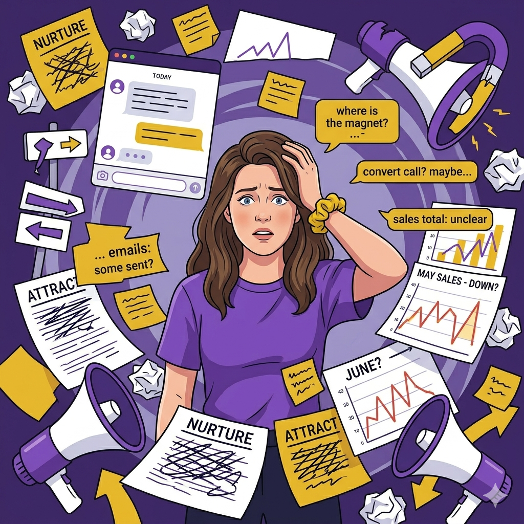 SALES SYSTEM FOR A SMALL BUSINESS: STOP CHASING LEADS & BUILD A PREDICTABLE MACHINE IN 2026 Signs of no sales system including inconsistent income and lack of structure in business."