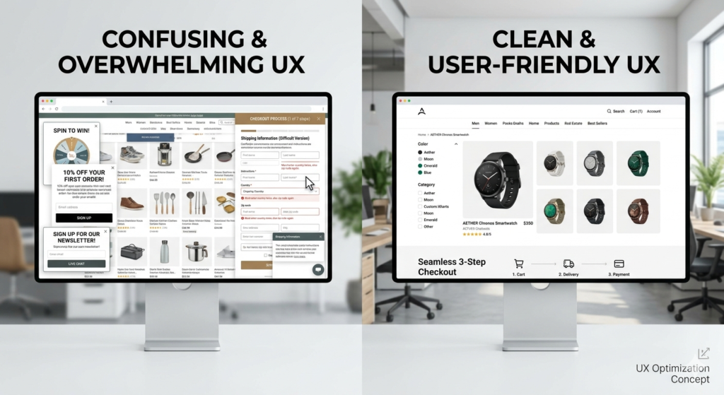 9 E-COMMERCE MISTAKES THAT SECRETLY KILL YOUR SALES optimized e-commerce website user experience comparison