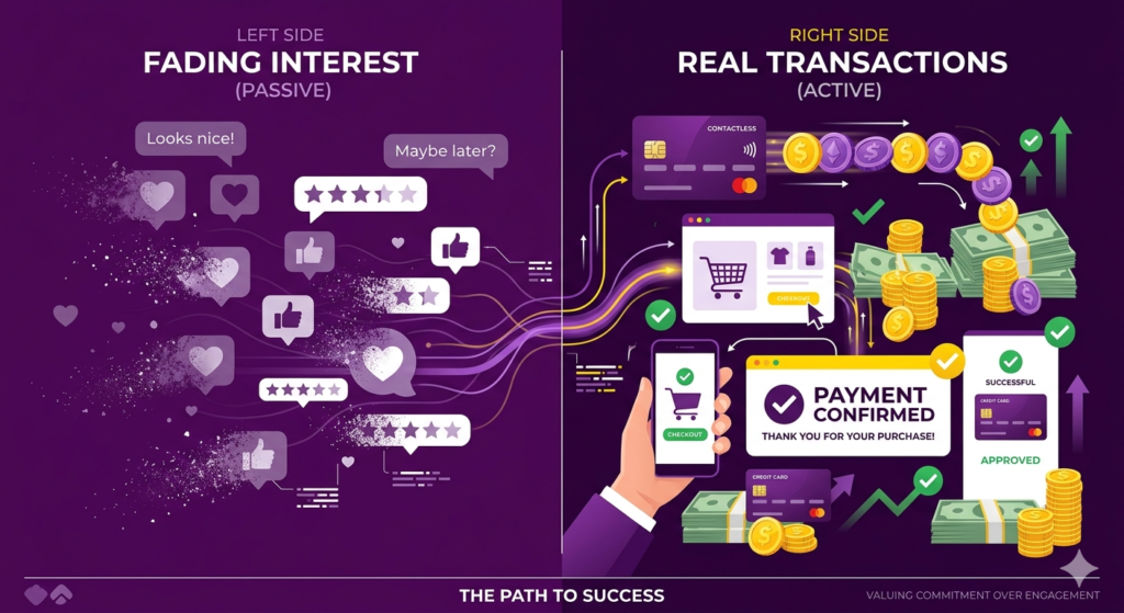 HOW TO VALIDATE A BUSINESS IDEA BEFORE INVESTING: STOP WASTING CASH ON WRONG PRODUCTS Difference between interest and real customer payments in business validation illustrated in purple and yellow