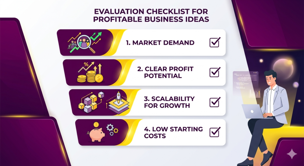 Checklist for evaluating profitable small business ideas