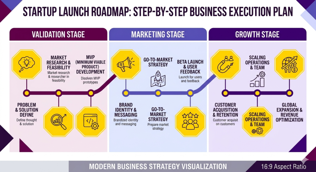 Step-by-step business launch roadmap for beginners