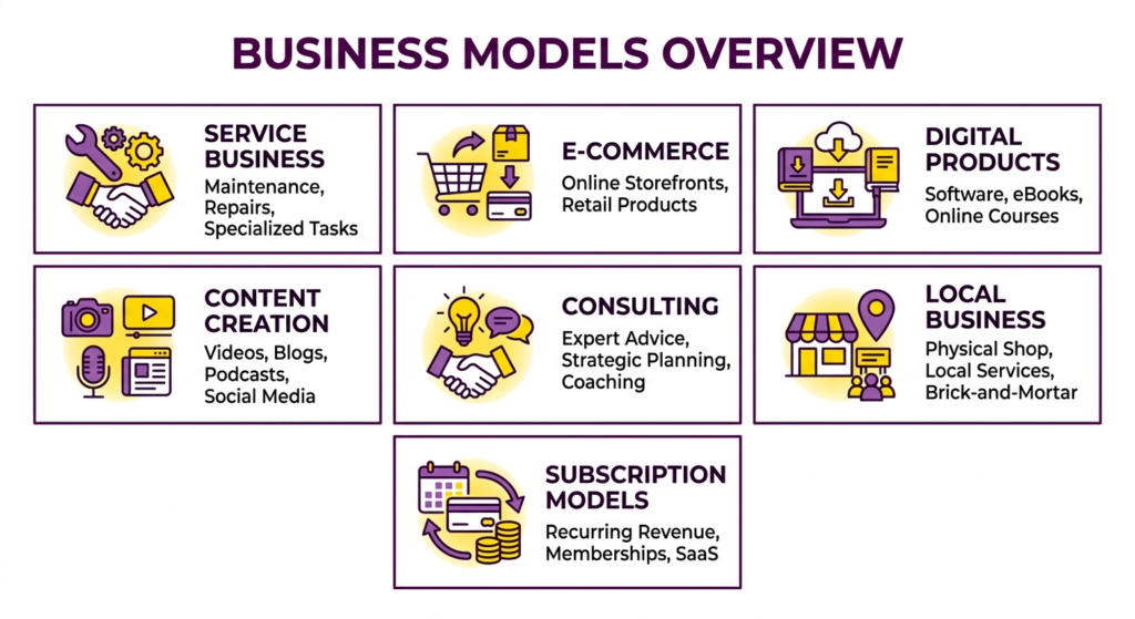 Different types of profitable business models in 2026.