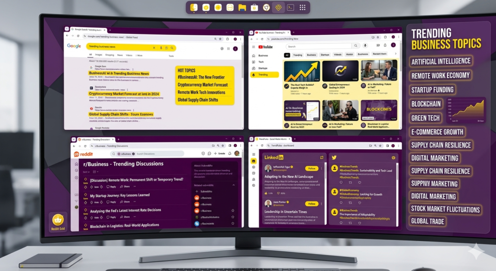 Online platforms used for business idea research and trend discovery.
