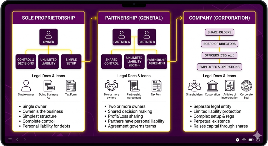 Selecting business structure during how to register a small business process