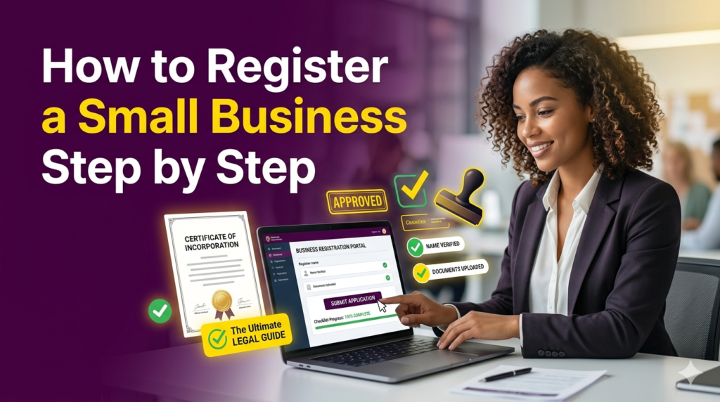 How to register a small business step by step checklist showing business approval and registration process