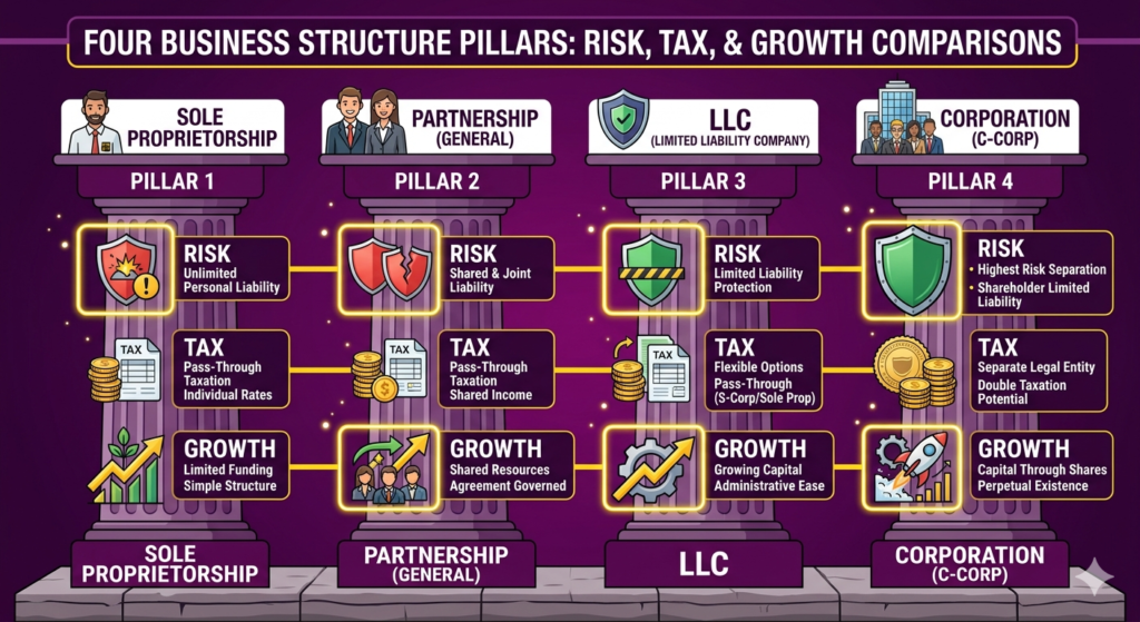 Comparison of different legal business structures.