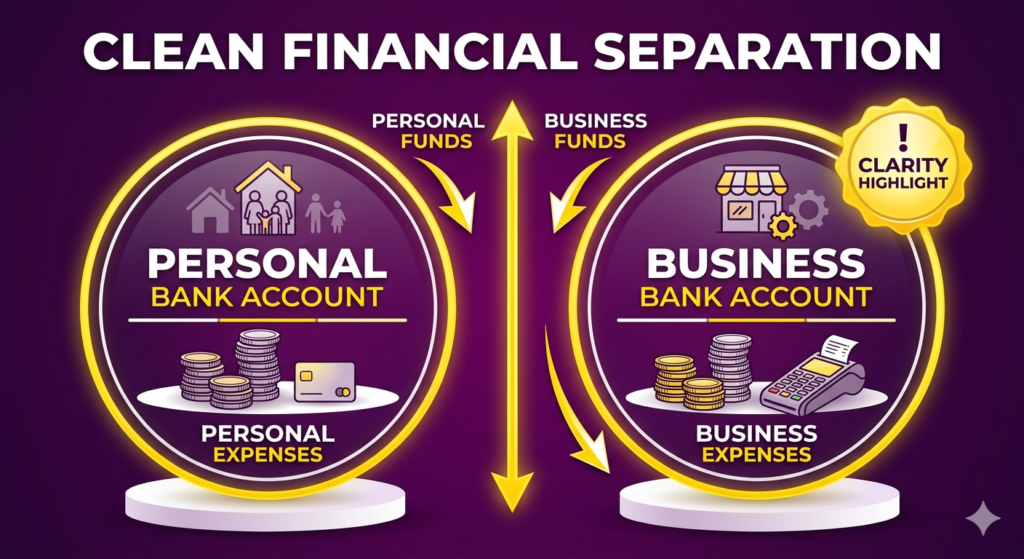Separation of personal and business finances.