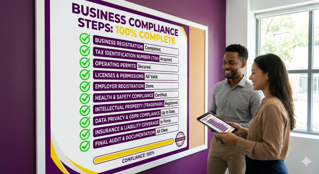 Business legal setup checklist completed.