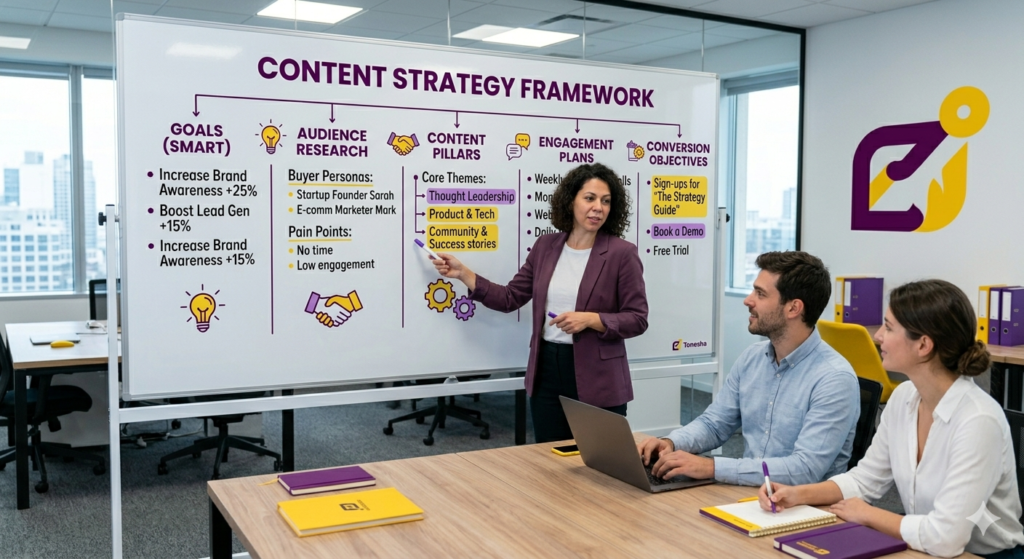 Building a social media marketing strategy for small businesses before posting content
