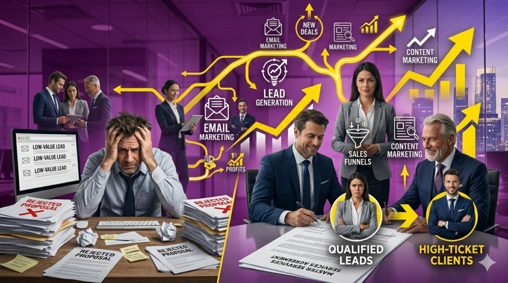 Small business struggling to attract high-value B2B clients.
